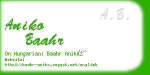 aniko baahr business card